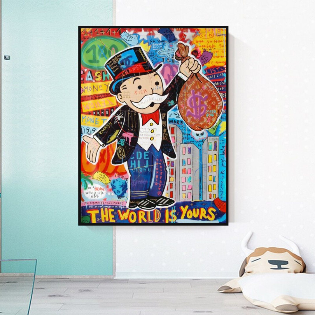 ChandeliersDecor.com-Monopoly Wall Poster-Alec Monopoly The World is Yours Canvas Print