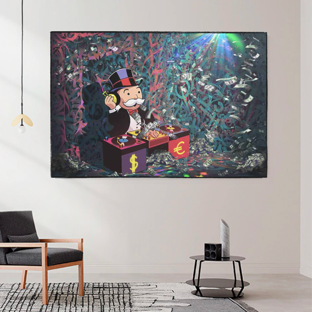 Alec Monopoly Unleashes Beats as Club Wall's Artistic DJ Wall Art-ChandeliersDecor.com