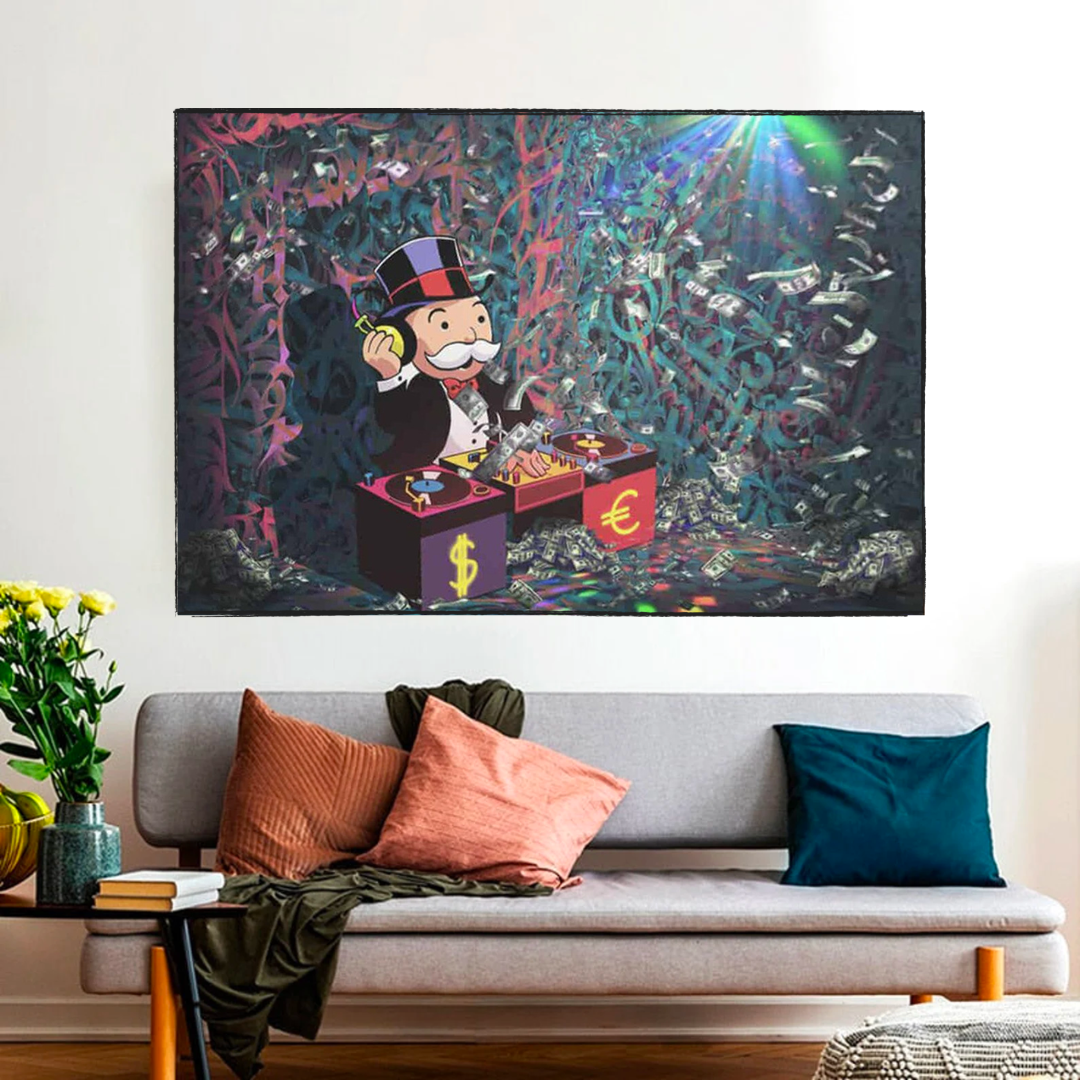 Alec Monopoly Unleashes Beats as Club Wall's Artistic DJ Wall Art-ChandeliersDecor.com