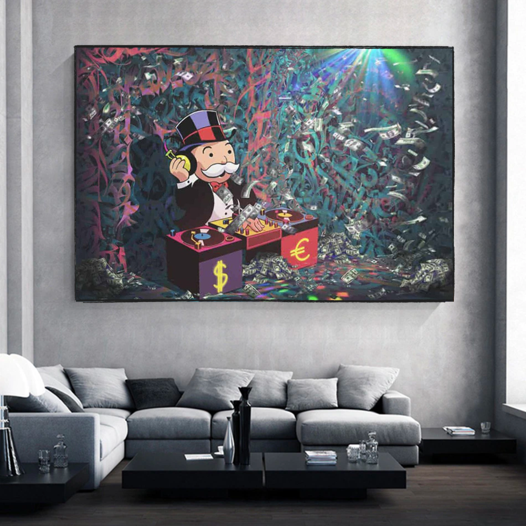 Alec Monopoly Unleashes Beats as Club Wall's Artistic DJ Wall Art-ChandeliersDecor.com