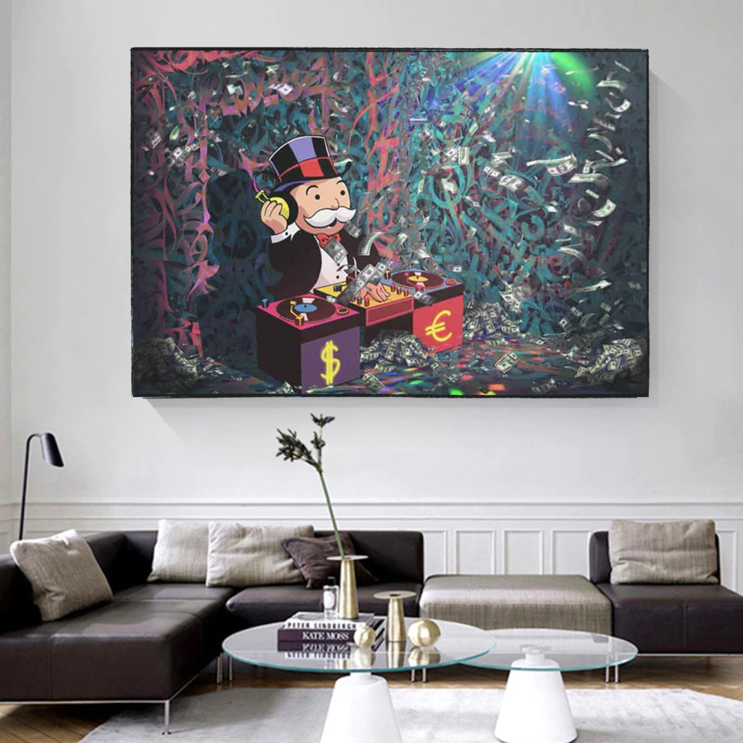 Alec Monopoly Unleashes Beats as Club Wall's Artistic DJ Wall Art-ChandeliersDecor.com