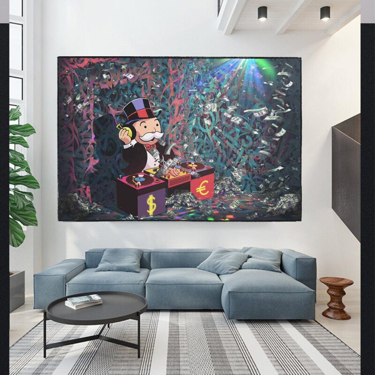 Alec Monopoly Unleashes Beats as Club Wall's Artistic DJ Wall Art-ChandeliersDecor.com