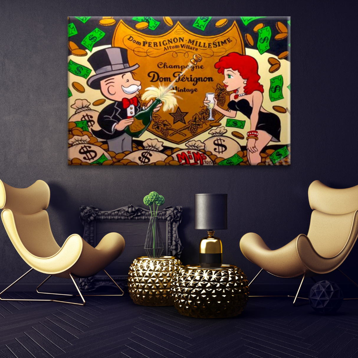 ChandeliersDecor.com-Monopoly Wall Poster-Alec Monopoly with Beauty and Wine Canvas Print