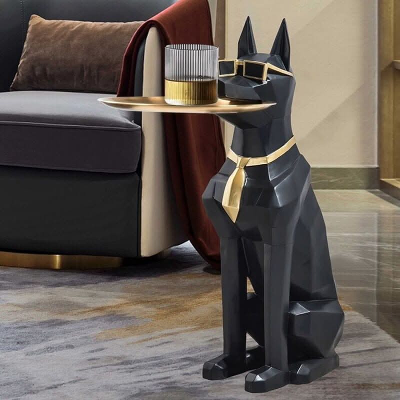 ChandeliersDecor.com-Supreme Sculptures-Alsatian Dog Tray Decoration Statue: Exquisite Home Décor