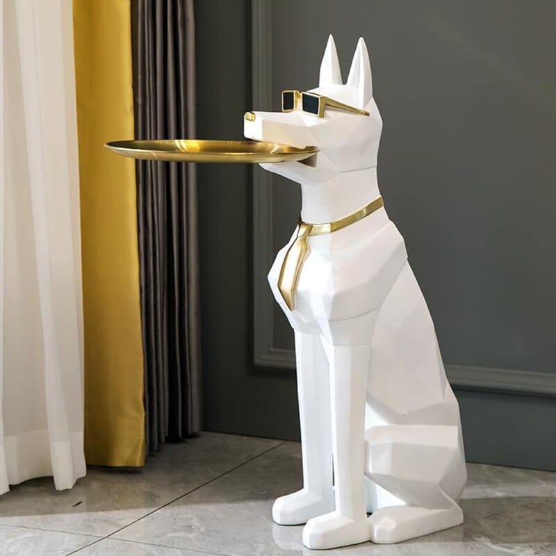 ChandeliersDecor.com-Supreme Sculptures-Alsatian Dog Tray Decoration Statue: Exquisite Home Décor