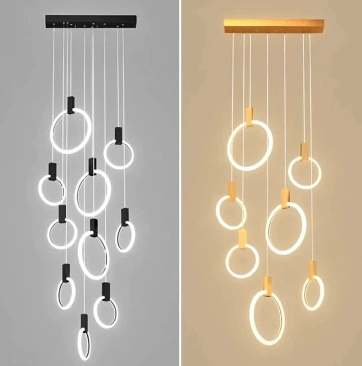 Aluminium Black Rings Long pendant lamp-ChandeliersDecor.com