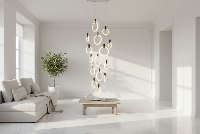 Aluminium Black Rings Long pendant lamp-ChandeliersDecor.com