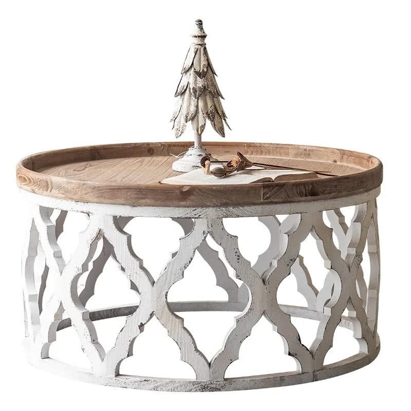 American Retro Solid Oak Wood Coffee Table Set-ChandeliersDecor.com