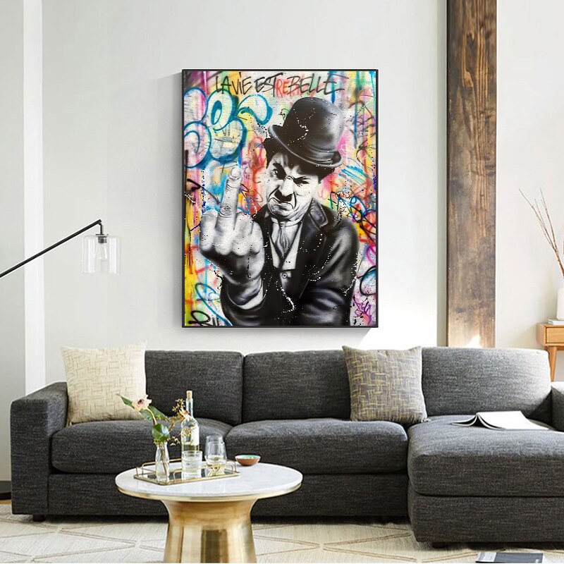 ChandeliersDecor.com-Wall Posters-Angry Chaplin Canvas Wall Art