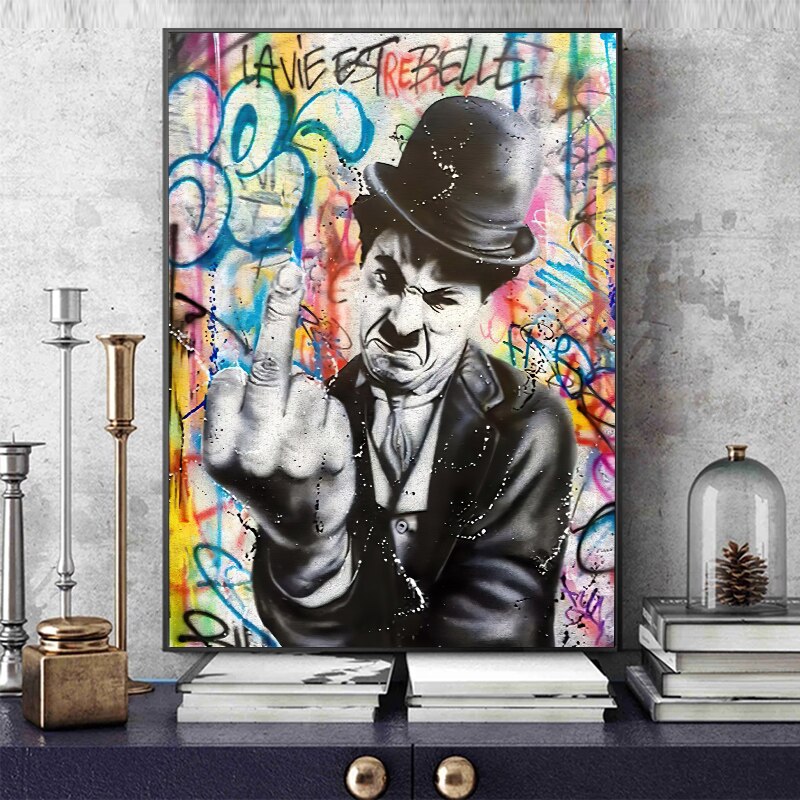 ChandeliersDecor.com-Wall Posters-Angry Chaplin Canvas Wall Art
