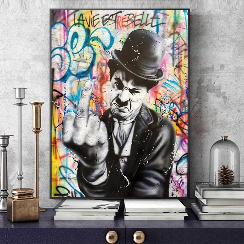 Angry Chaplin Canvas Wall Art-ChandeliersDecor.com