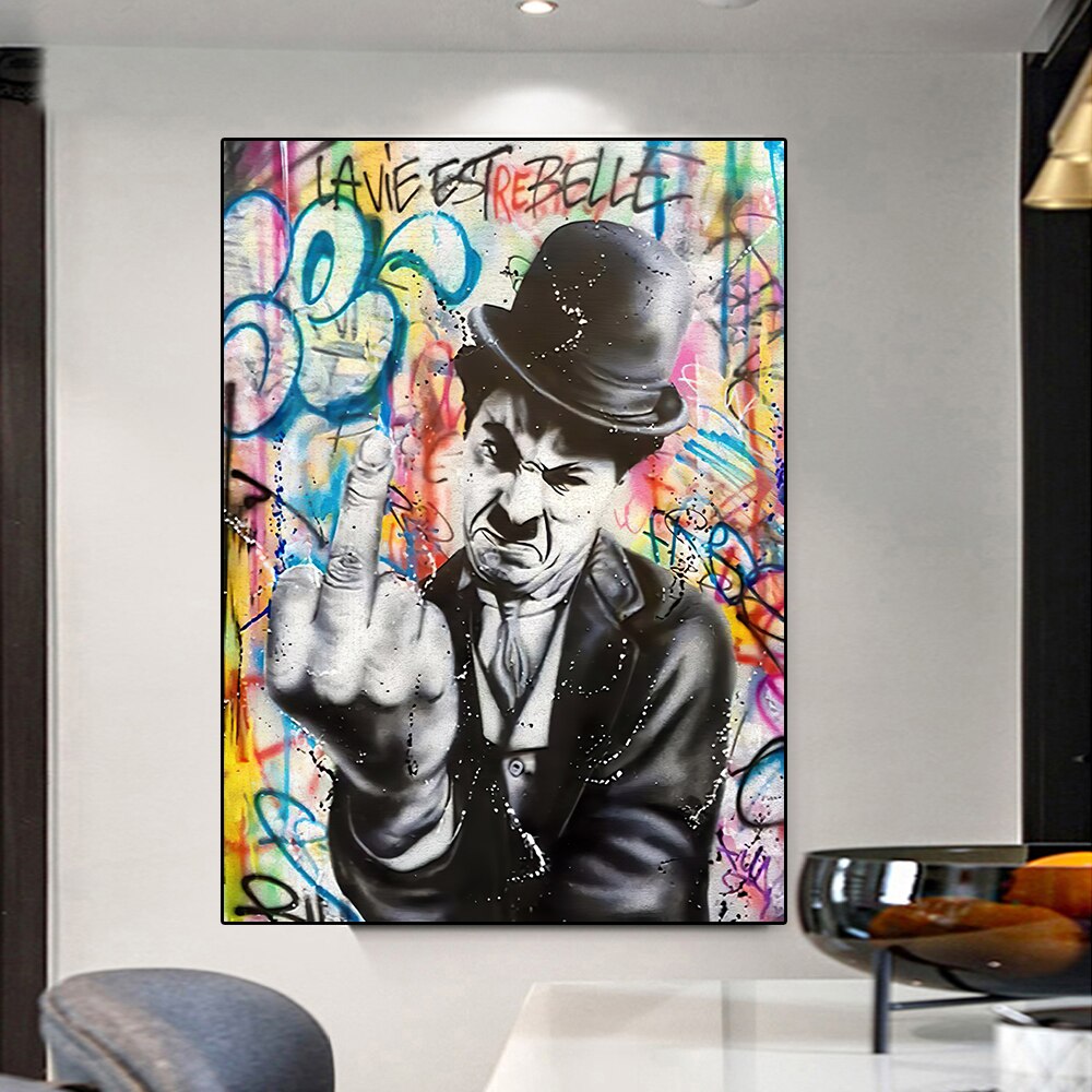 ChandeliersDecor.com-Wall Posters-Angry Chaplin Canvas Wall Art