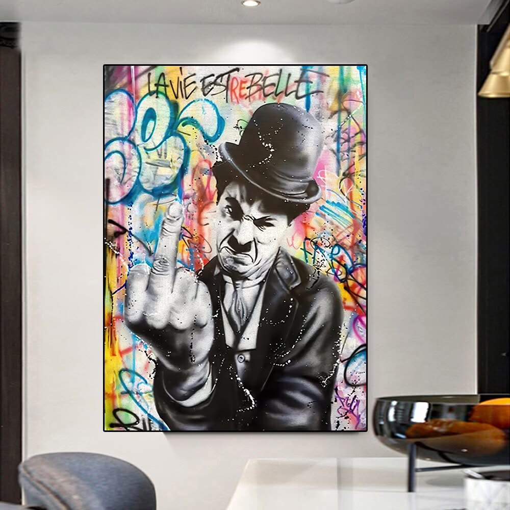 Angry Chaplin Canvas Wall Art-ChandeliersDecor.com