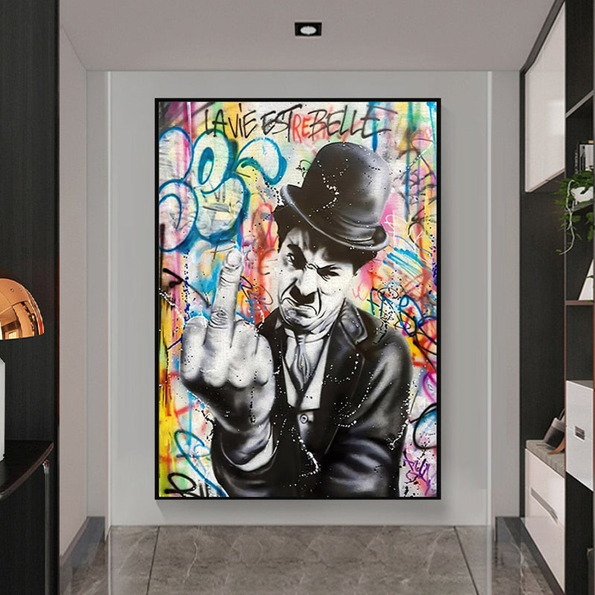 ChandeliersDecor.com-Wall Posters-Angry Chaplin Canvas Wall Art