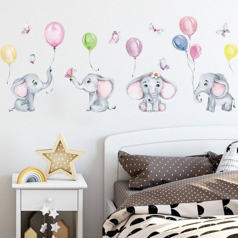 ChandeliersDecor.com-Home Decor Decals-Animal Balloon Nursery Decal - Kids Wall Mural Gift