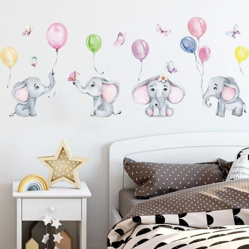 ChandeliersDecor.com-Home Decor Decals-Animal Balloon Nursery Decal - Kids Wall Mural Gift