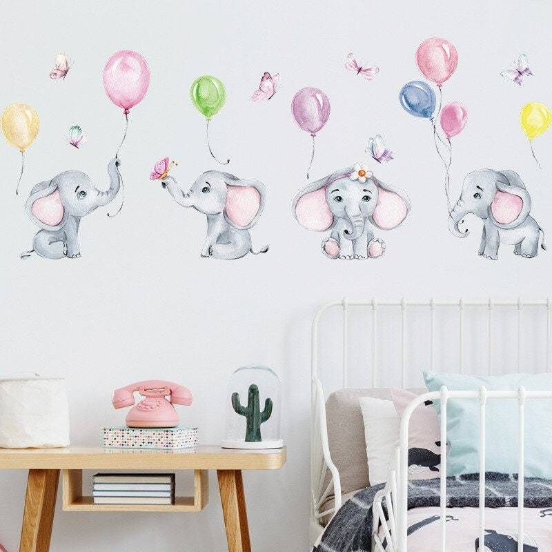 ChandeliersDecor.com-Home Decor Decals-Animal Balloon Nursery Decal - Kids Wall Mural Gift