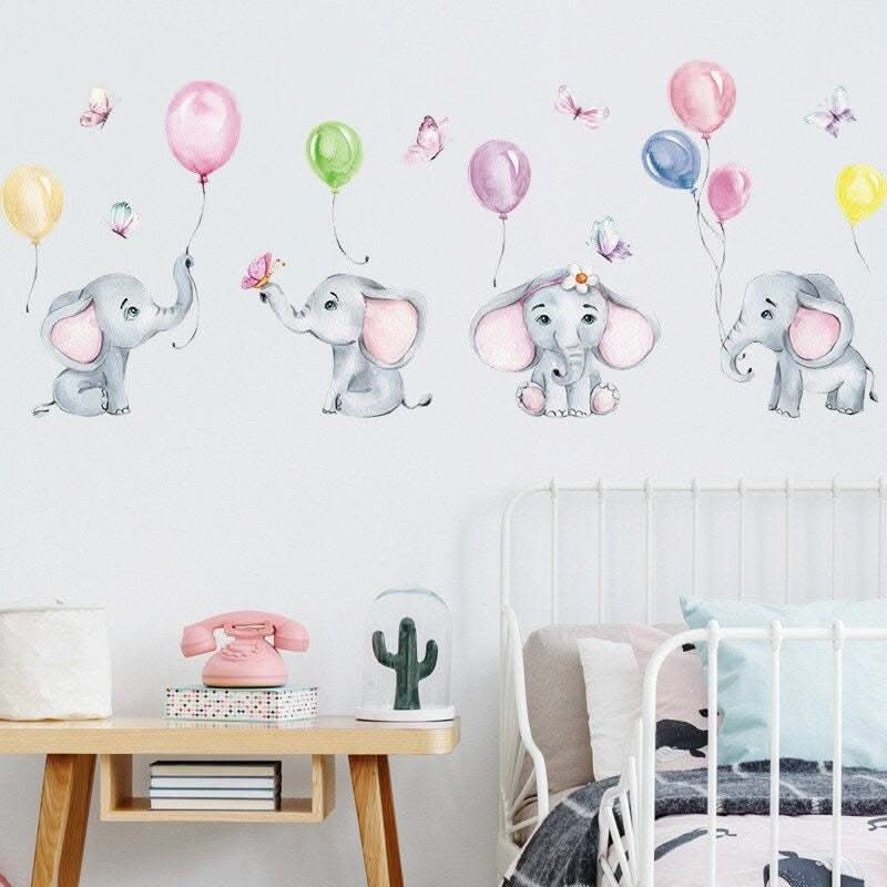 ChandeliersDecor.com-Home Decor Decals-Animal Balloon Nursery Decal - Kids Wall Mural Gift