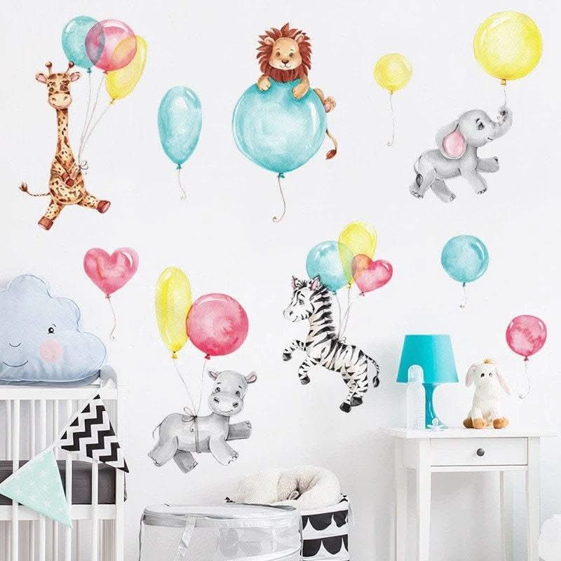 ChandeliersDecor.com-Home Decor Decals-Animal Balloon Nursery Wall Sticker - Gifts for Kids