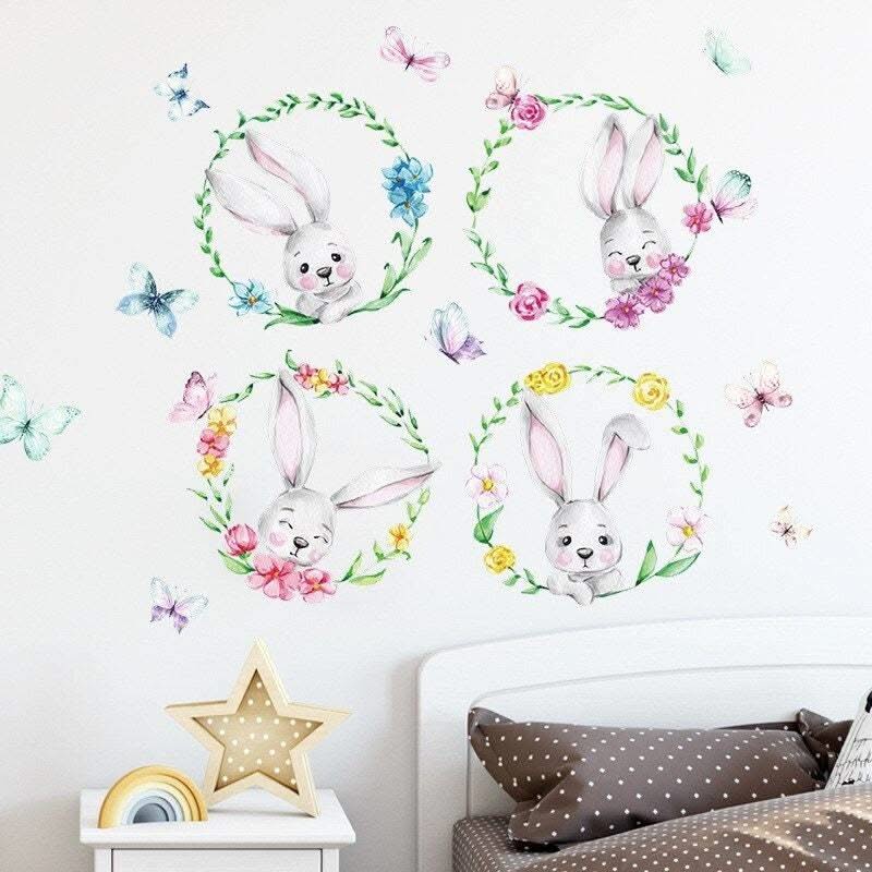 ChandeliersDecor.com-Home Decor Decals-Animal Balloon Wall Decal - Bunny Rabbit Set for Kids Room Decor