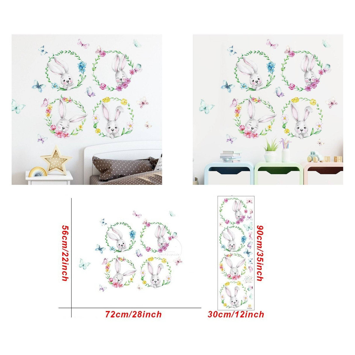 ChandeliersDecor.com-Home Decor Decals-Animal Balloon Wall Decal - Bunny Rabbit Set for Kids Room Decor