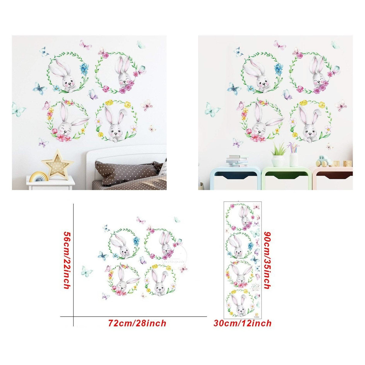 ChandeliersDecor.com-Home Decor Decals-Animal Balloon Wall Decal - Bunny Rabbit Set for Kids Room Decor
