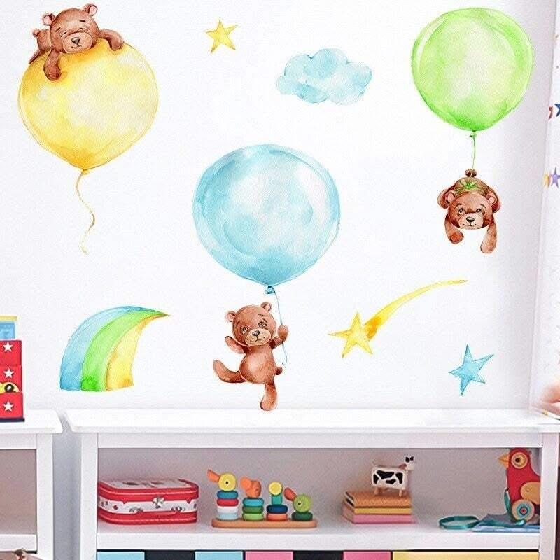 ChandeliersDecor.com-Home Decor Decals-Animal hanging from Balloons Wall decal | Baby Room Decals | Gifts for kids