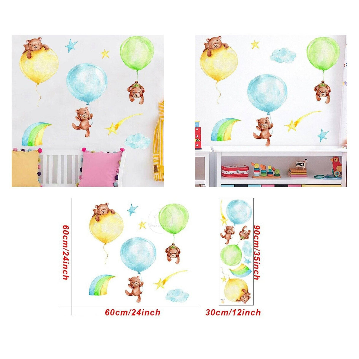 ChandeliersDecor.com-Home Decor Decals-Animal hanging from Balloons Wall decal | Baby Room Decals | Gifts for kids