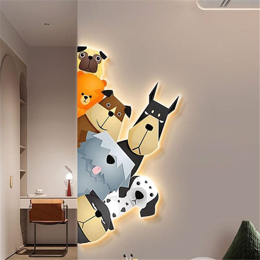 ChandeliersDecor.com-Kids Room Nursery Lighting-Animal Murals Led Wall Lamp With Plug Wire For Kids Room