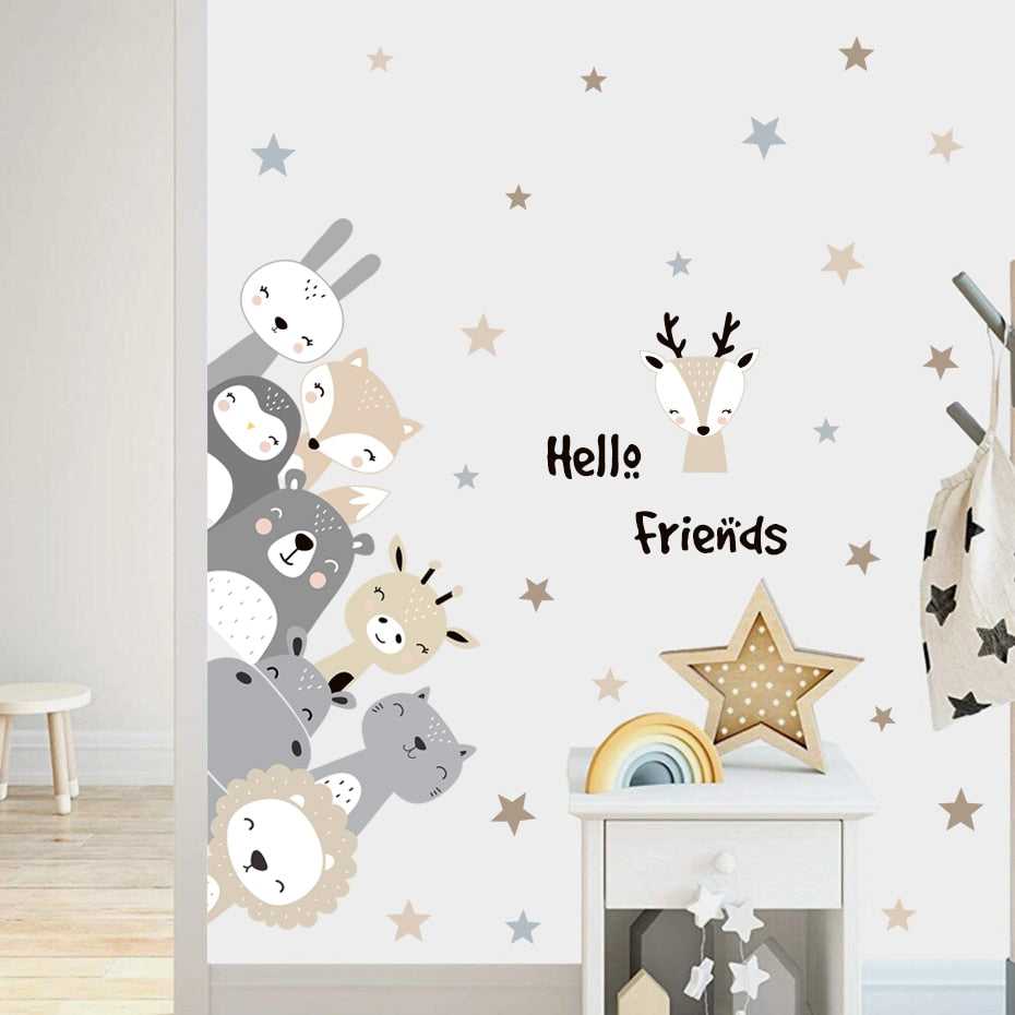 ChandeliersDecor.com-Home Decor Decals-Animals and Stars Wall Decal - Perfect for Kids Room