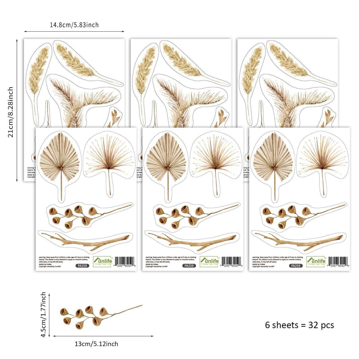 ChandeliersDecor.com-Kids Nursery Bohemian Wall Decals-Animals Boho Dry Floral Wall Stickers - Perfect Decor