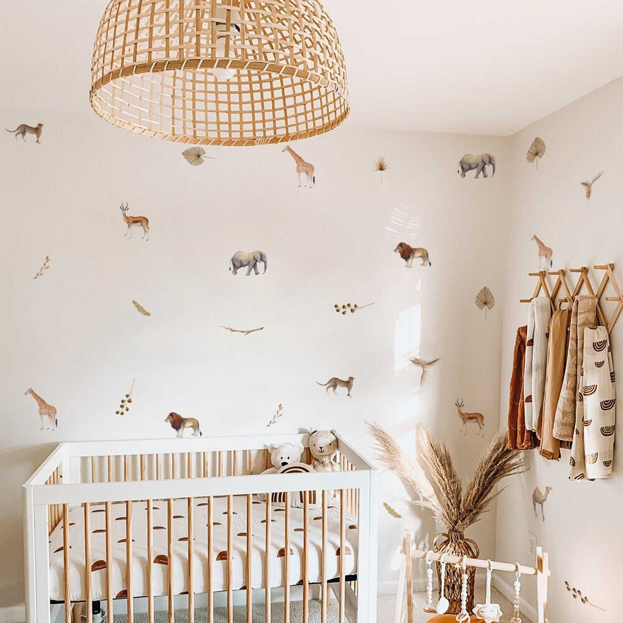 ChandeliersDecor.com-Kids Nursery Bohemian Wall Decals-Animals Boho Dry Floral Wall Stickers - Perfect Decor