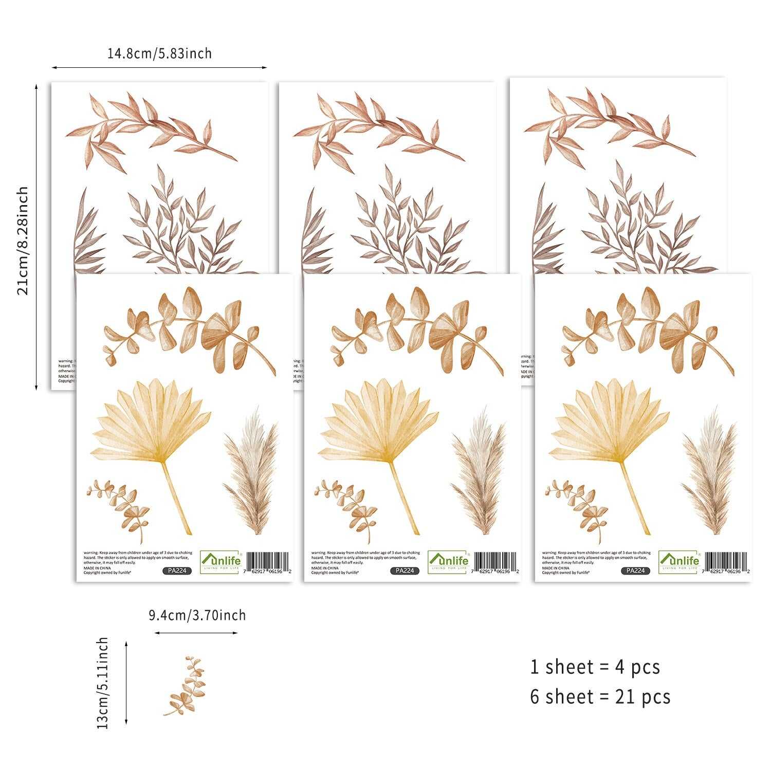 ChandeliersDecor.com-Kids Nursery Bohemian Wall Decals-Animals Boho Leaves Kids Wall Stickers - Creative Room Decor