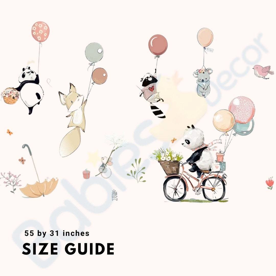 ChandeliersDecor.com-Home Decor Decals-Animals hanging from Balloons Wall decal | Animal Wall Stickers | Nursery Wall Stickers