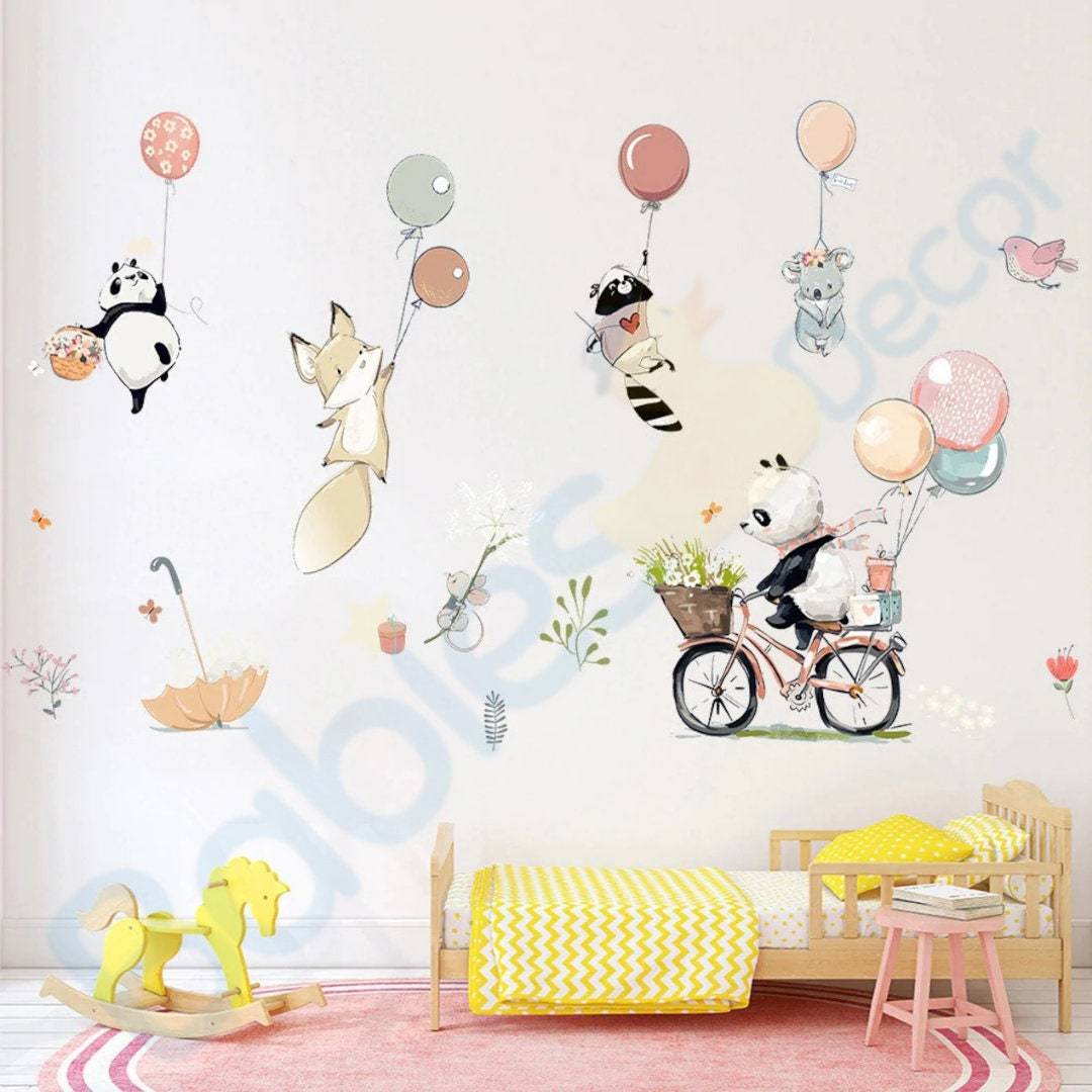 ChandeliersDecor.com-Home Decor Decals-Animals hanging from Balloons Wall decal | Animal Wall Stickers | Nursery Wall Stickers