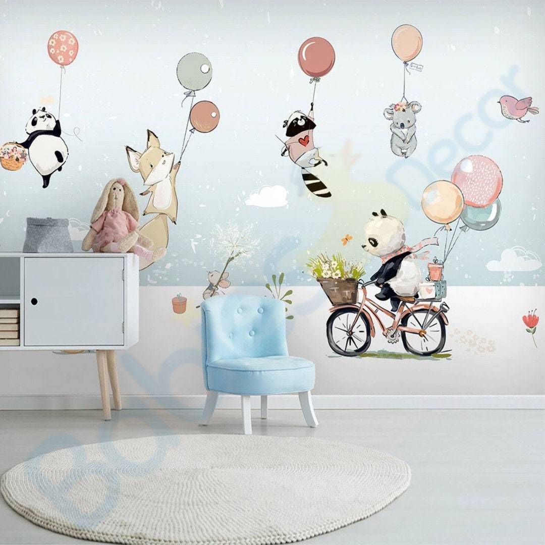 ChandeliersDecor.com-Home Decor Decals-Animals hanging from Balloons Wall decal | Animal Wall Stickers | Nursery Wall Stickers