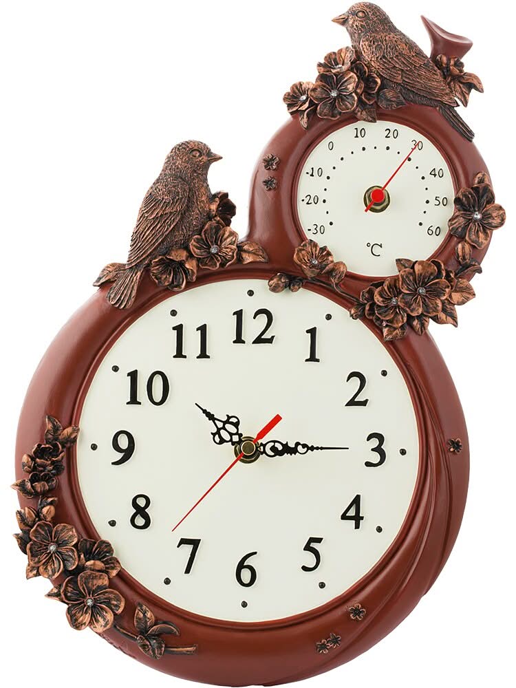 Antique Decor Wall Clock with Thermometer for Temperature-ChandeliersDecor.com