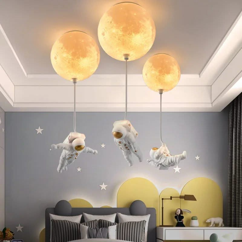ChandeliersDecor.com-Kids Room Nursery Lighting-Astronaut Moon Ceiling Light for Kids Room