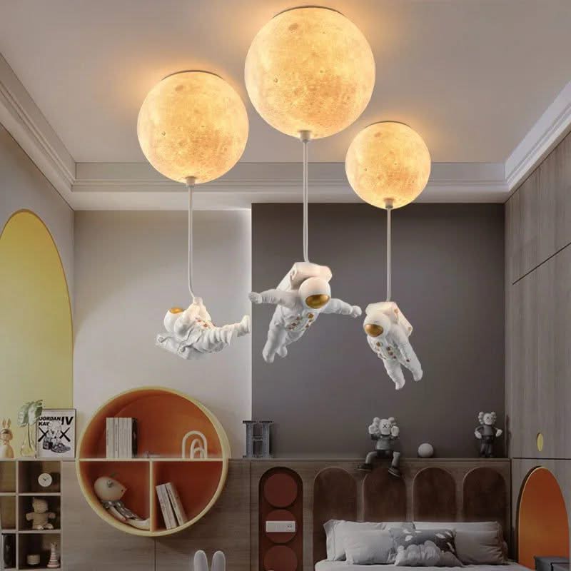 ChandeliersDecor.com-Kids Room Nursery Lighting-Astronaut Moon Ceiling Light for Kids Room