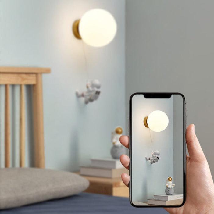 ChandeliersDecor.com-Kids Room Nursery Lighting-Astronaut on Moon Wall Lamp - Kids Room Lighting