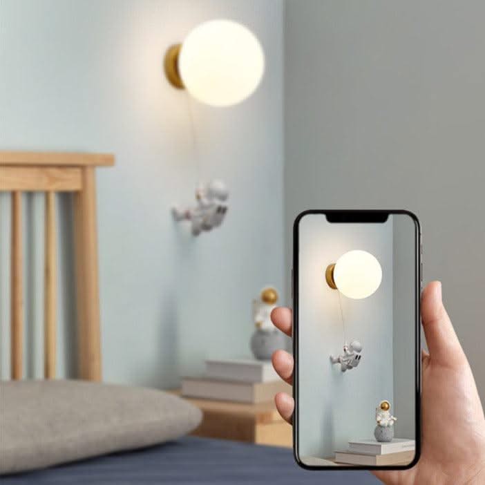 ChandeliersDecor.com-Kids Room Nursery Lighting-Astronaut on Moon Wall Lamp - Kids Room Lighting