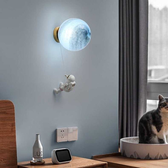 ChandeliersDecor.com-Kids Room Nursery Lighting-Astronaut on Moon Wall Lamp - Kids Room Lighting