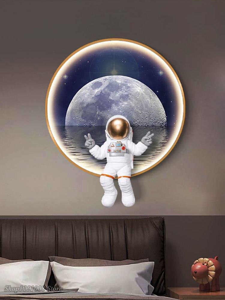 ChandeliersDecor.com-Kids Room Nursery Lighting-Astronaut on Moon Wall Light: Illuminate with Space