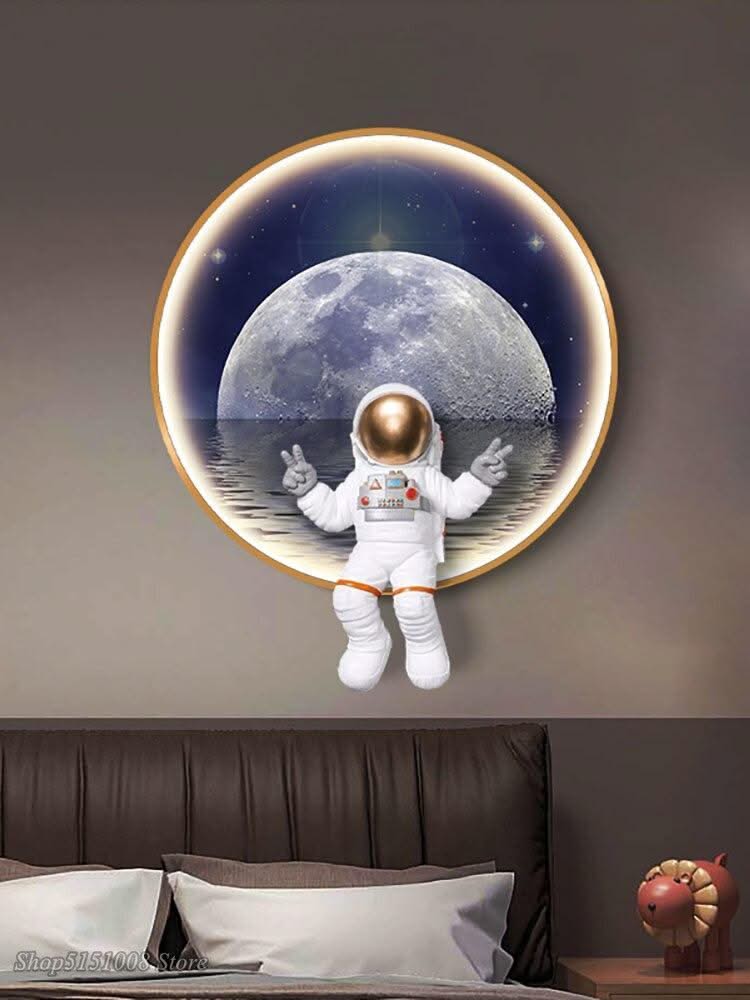ChandeliersDecor.com-Kids Room Nursery Lighting-Astronaut on Moon Wall Light: Illuminate with Space