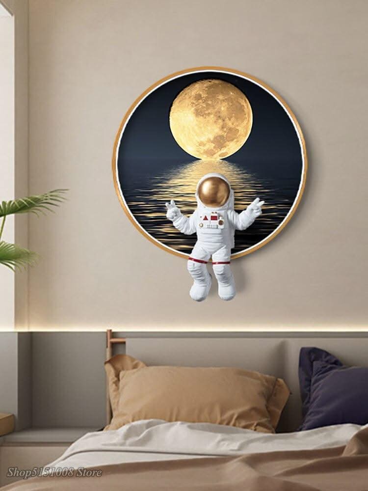 ChandeliersDecor.com-Kids Room Nursery Lighting-Astronaut on Moon Wall Light: Illuminate with Space
