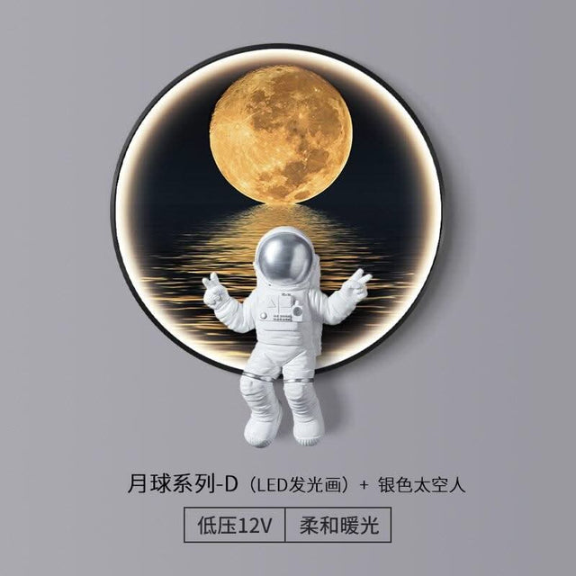 ChandeliersDecor.com-Kids Room Nursery Lighting-Astronaut on Moon Wall Light: Illuminate with Space
