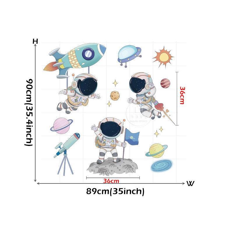 ChandeliersDecor.com-Kids Room Nursery Decals-Astronaut Planets Wall Decal - Stunning Nursery Décor