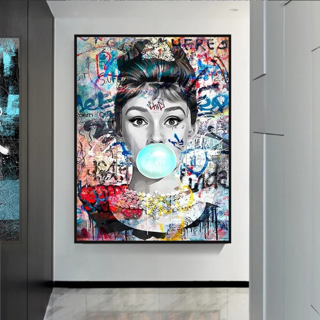 ChandeliersDecor.com-Audrey Hepburn Wall Art-Audrey Hepburn Chewing Gum Art - Unique Expression