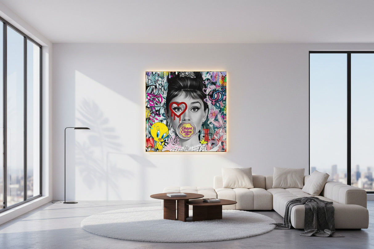 Audrey Hepburn Chupa Chups Poster - Iconic Image-ChandeliersDecor.com