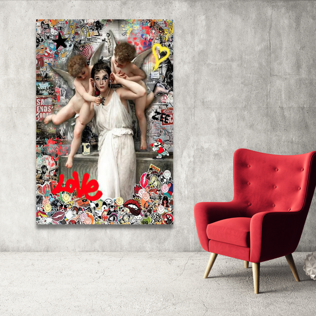 Audrey Hepburn with Angels Art - Decorate with a Class-ChandeliersDecor.com